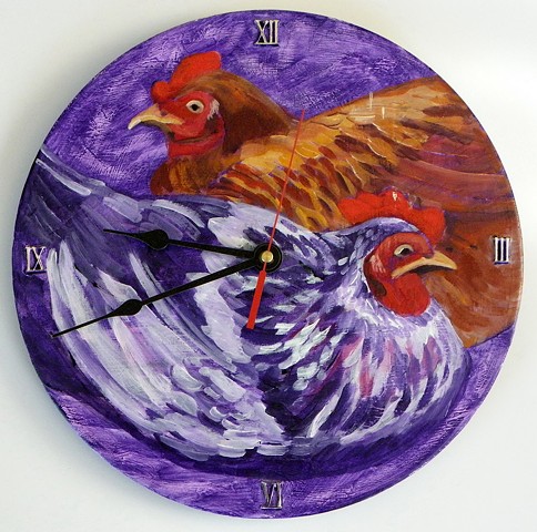 Two Hens Clock