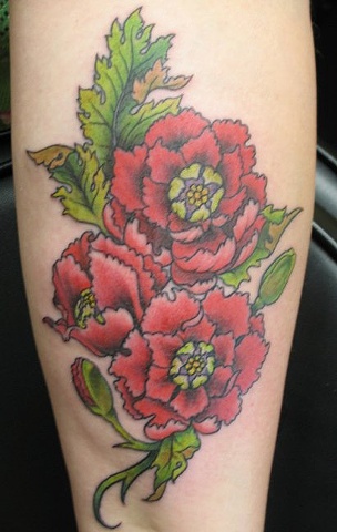 Peter McLeod Tattoo, Northeast Tattoo, Poppy tattoo