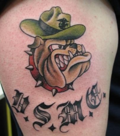 Peter McLeod Tattoo Traditional Bulldog USMC Marines Military tattoo