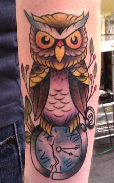 Peter McLeod Tattoo Traditional Owl Tattoo