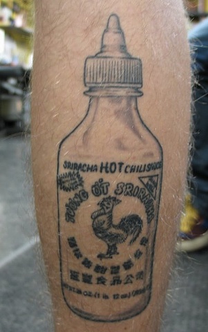 Peter McLeod Tattoo Sriracha cock sauce tattoo