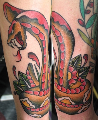 Peter McLeod Tattoo Traditional Cobra Snake Tattoo
