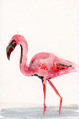 hand watercolored bird card