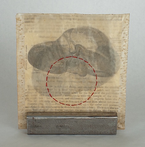 Lois Epperson-Gale, interstitial memory I, paper, wax, thread, steel, 2011 