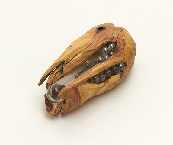 Carved wood sandwich sculpture by Lin Lisberger