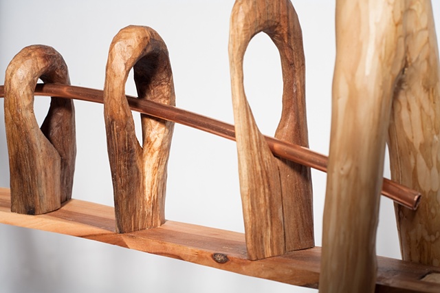 Wood sculpture of bridge by Lin Lisberger