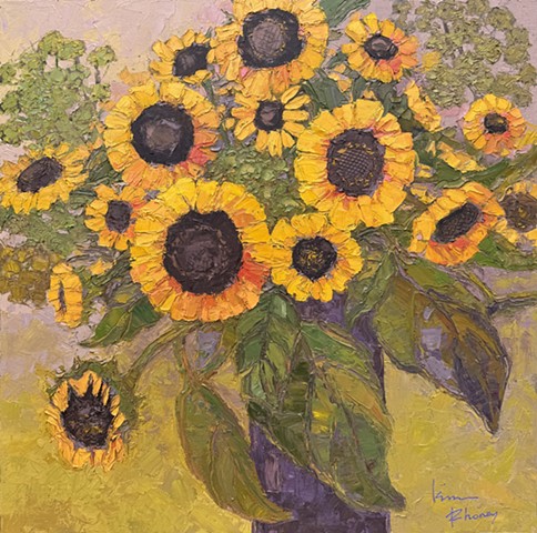 Sunflowers and Dill in a Vase painting