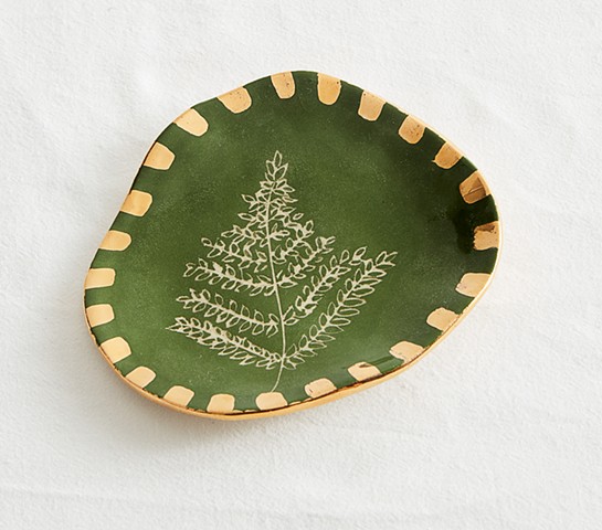 Green and gold dish