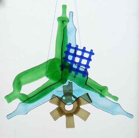 Slumped and fused bottle glass.