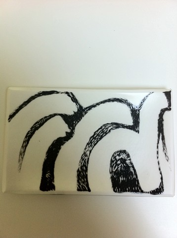 Black and White Contemporary Carved Dish