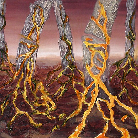 global warming abstract art, roots