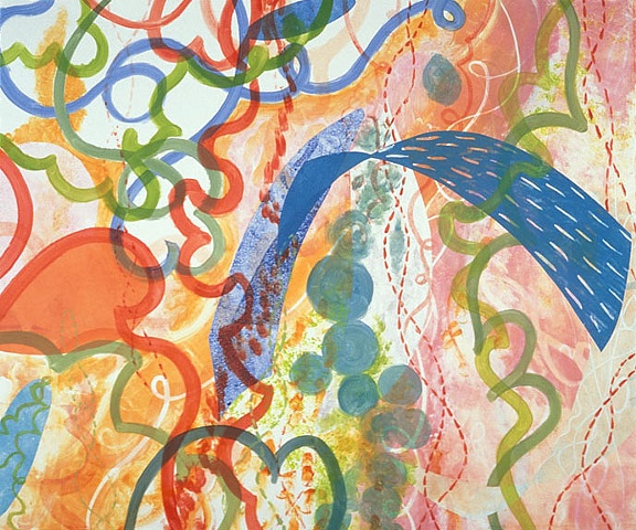 Organic abstract monotype by Sandra Butler
