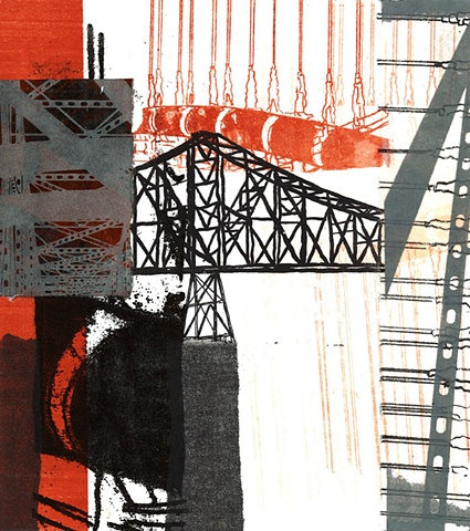 Monoprint of a bridge by Sandra Butler