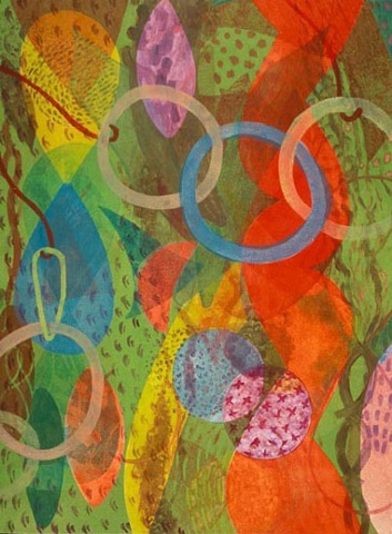 Organic abstract monotype by Sandra Butler