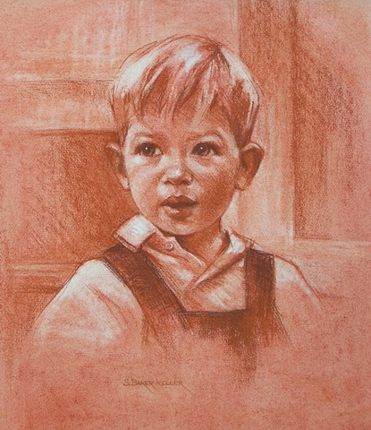 Conte Crayon Portrait of a Young Boy by Sally Baker Keller