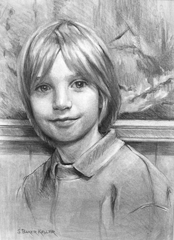 Charcoal Portrait of a Young Boy by Sally Baker Keller