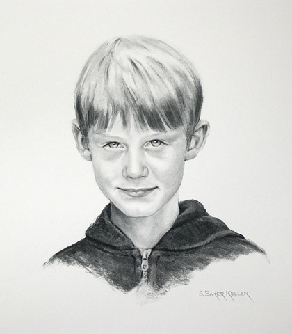 Charcoal Portrait of a Young Boy by Sally Baker Keller