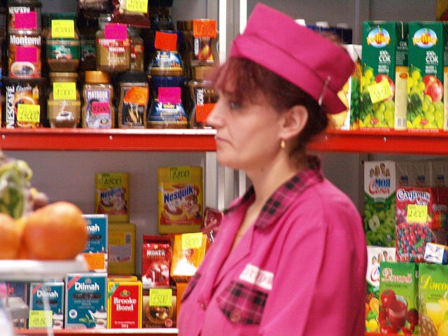 Belorussian Worker in Grocery Store.