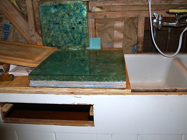 I made a couple of practice pieces to see how my idea for a "water" counter top would look.