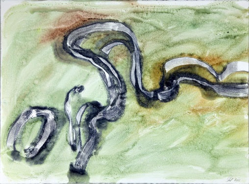 Calligraphic monotype of the Mississippi River near Natchez