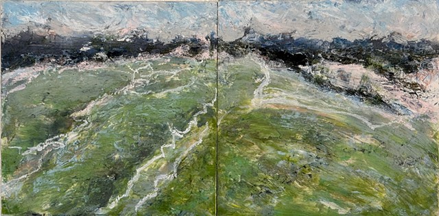 Maumee Bay Bloom - diptych 2 12" x 12"