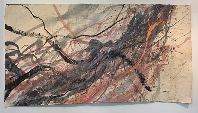 Inflection Point III, mixed media on handmade paper, 49" x 90"