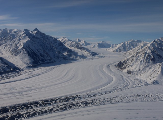 Aerial - 2 arms of Kaskawulsh Glacier