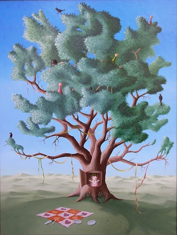 surrealism oil on panel by artist Karen S. Purdy