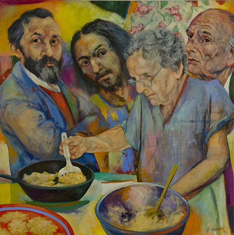 Mom Makes Latkes for Bloom and Jesus, Balthus Leaves the Table