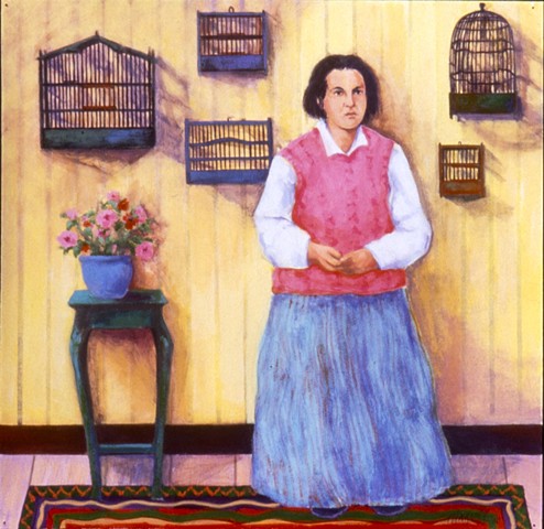 Woman with Bird Cages