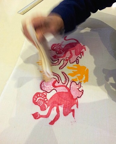 Student's work at printing and chine-colle workshop
