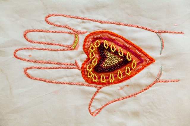 “Devoted Body” detail, created with 22 Tamworth embroidery artists, exhibited at "Open House: 3rd Tamworth Textile Triennial"