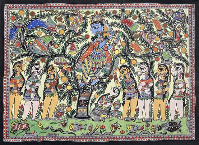 Dulari Devi "Krishna Stealing the Saris of the Gopies"