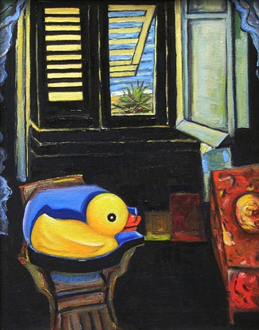 olde Master repainted with Rubber ducky style, oil realism, surrealism impressionism, expressionism