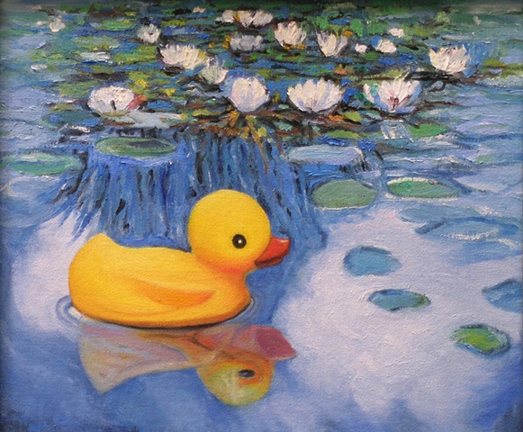 olde Master repainted with Rubber ducky style, oil realism, surrealism impressionism, expressionism