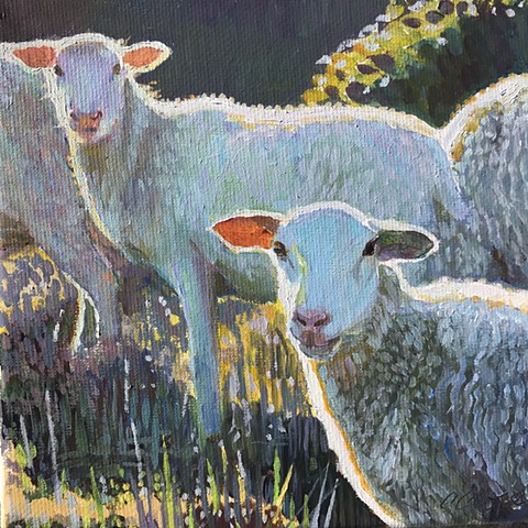 oil painting of sheep 