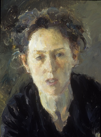 finger-painted self portrait 2 oil on canvas