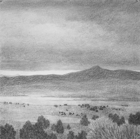 Katherine Meyer charcoal drawing desert mountains New Mexico