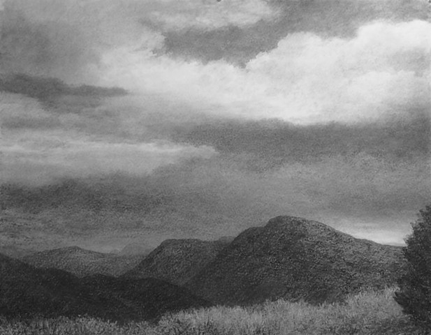 Katherine Meyer drawing charcoal New Mexico high desert mountains