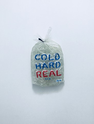 Sculpture of a commercial ice bag