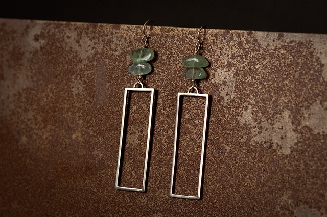 Squared Earrings w/ Aquamarine
