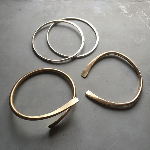 Bronze and sterling bangles