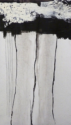 black and white painting of a grid on wood by Jay Hendrick