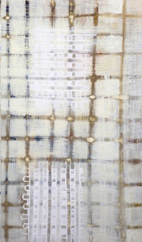 acrylic painting of grids on wood by Jay Hendrick