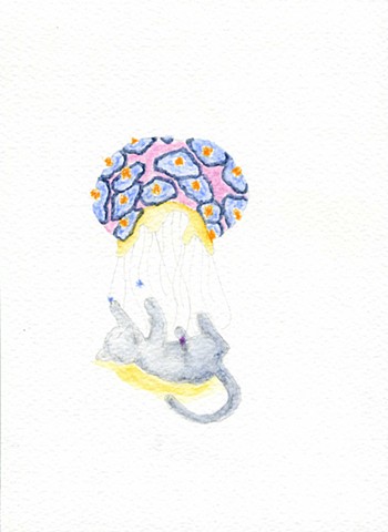 Untitled (Cat with a Jellyfish like creature)