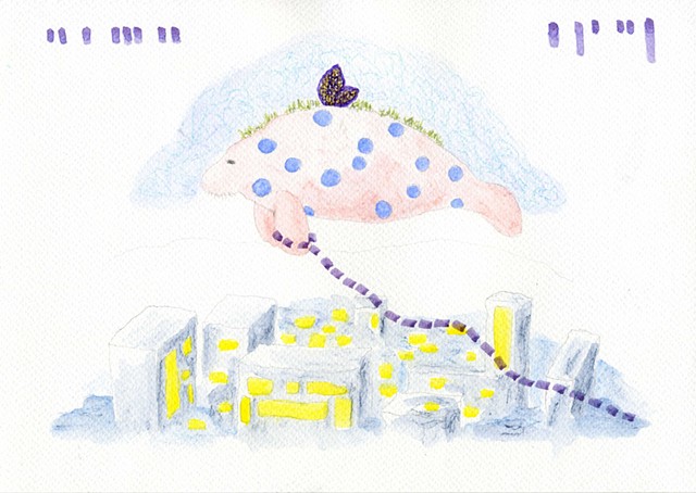 Untitled (Manatee with the purple chain)