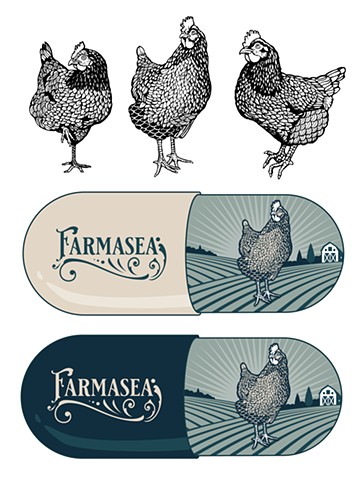 Chicken Illustrations for Farmasea Restaurant