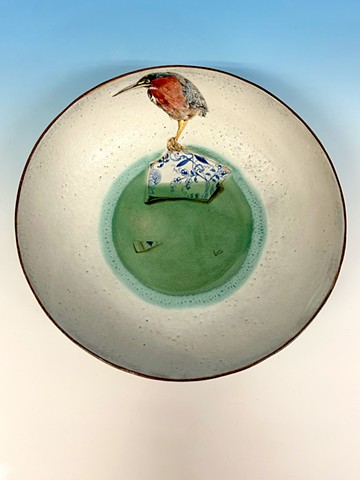 Green Heron and Blue Danube Shards