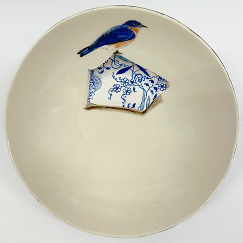 Bluebird and Blue Danube shard bowl