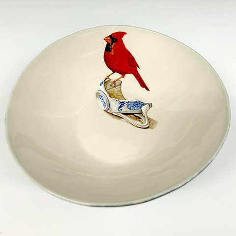 Cardinal and Blue Danube Shard Bowl